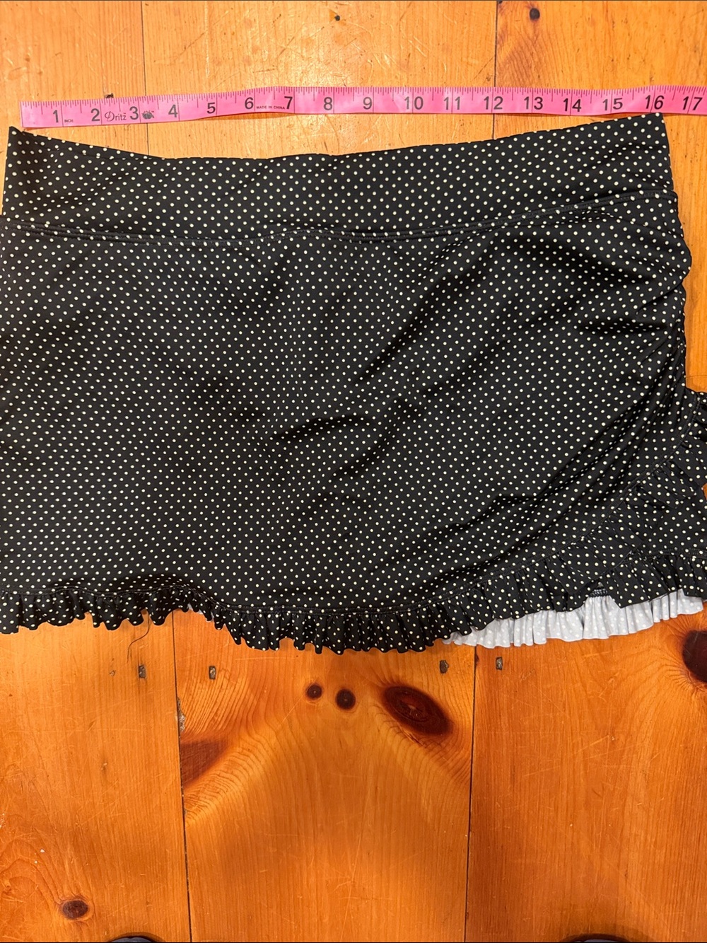 2 piece Lime Ricki tankini swimsuit cream top black polka dots ruffled skirt L - Picture 11 of 14